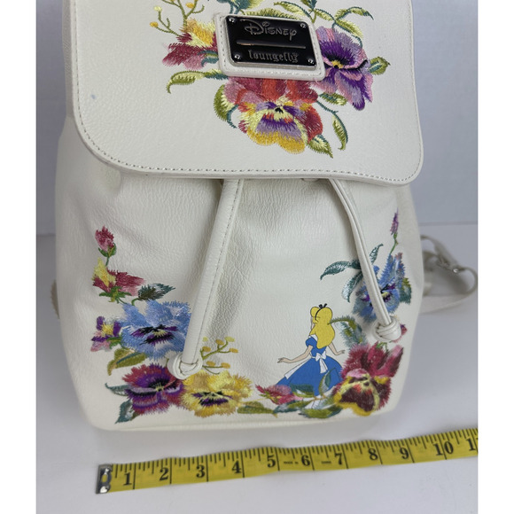 *Flawed* Loungefly Disney Alice in Wonderland Embroidered Floral Mini Backpack - Picture 13 of 16